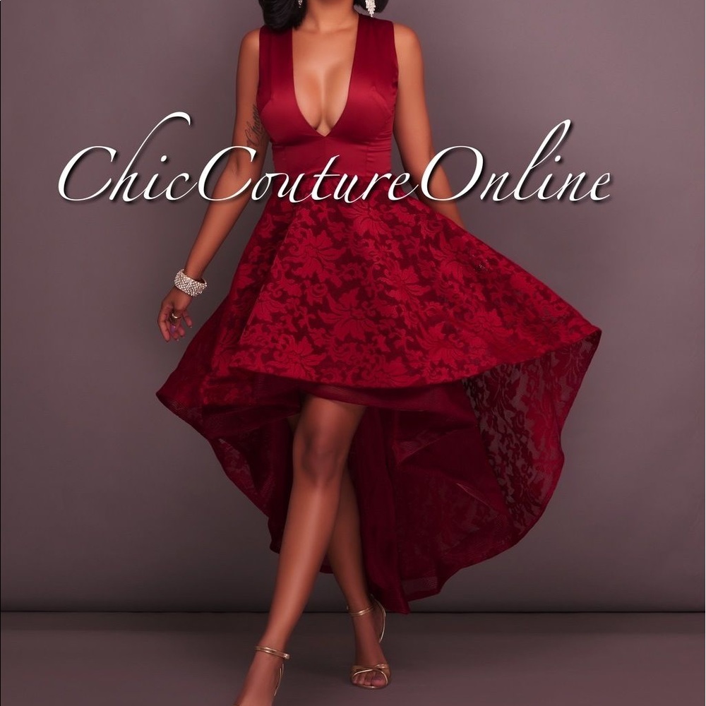 High-Low Deep V Dress